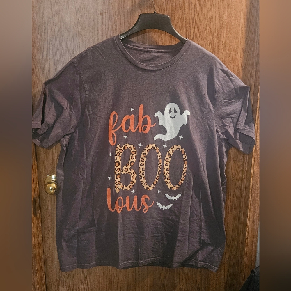 Fan BOO LOUS Halloween T-Shirt - Grey and Orange